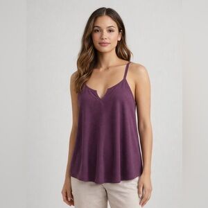 Athleta Purple Waffle Knit Tank Top Womens Large Relaxed Athleisure Casual